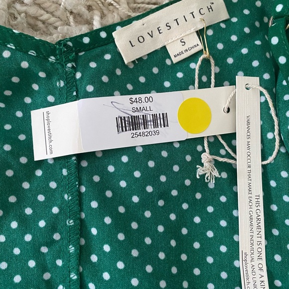 NWOT! Love Stitch Green Polka Dot Wrap Tank, S - Picture 6 of 11